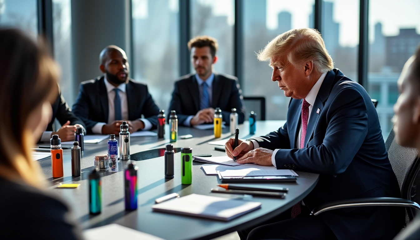 découvrez comment donald trump prévoit une réunion avec les principaux acteurs de l'industrie du vapotage aux états-unis afin de discuter des réglementations et de l'avenir du secteur.