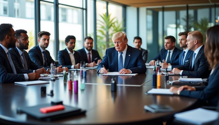 donald trump envisage d'organiser une réunion avec les principaux acteurs de l'industrie du vapotage aux états-unis afin de discuter de la réglementation et des enjeux liés à ce secteur en pleine évolution.